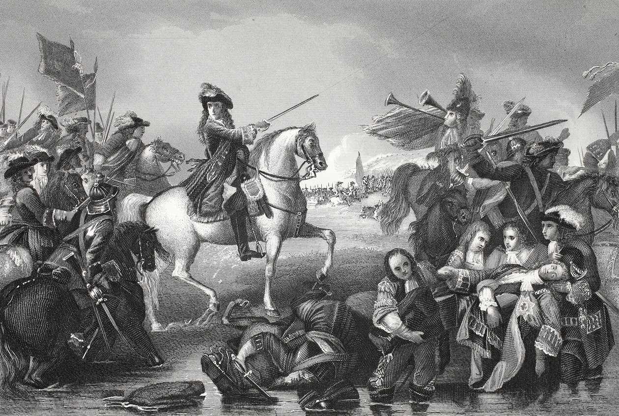 Battle of the Boyne, engraved by W. French (litho) بواسطة بنيامين (بعد) الغرب
