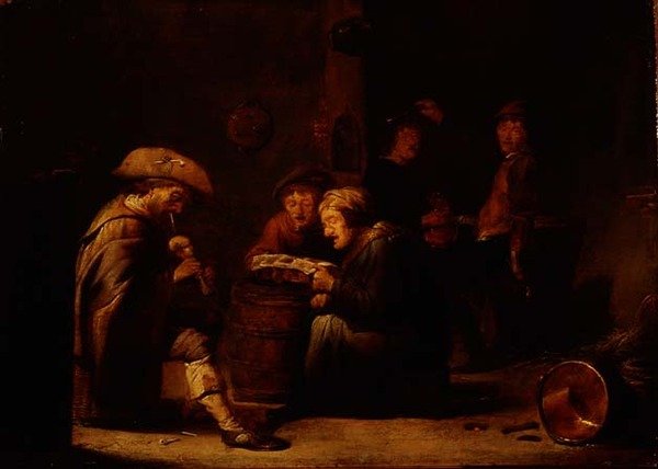 داخل الحانة مع اثنين من المطربين وعزبة القربة (لوحة) بواسطة بنيامين جيريتس. Cuyp