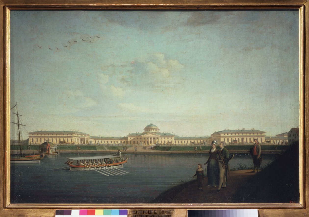 قصر تورايد من نهر نيفا (سانت بطرسبرغ). لوحة لبنيامين باتيرسن (1748-1815) ، زيت على قماش بواسطة بنيامين باترسون