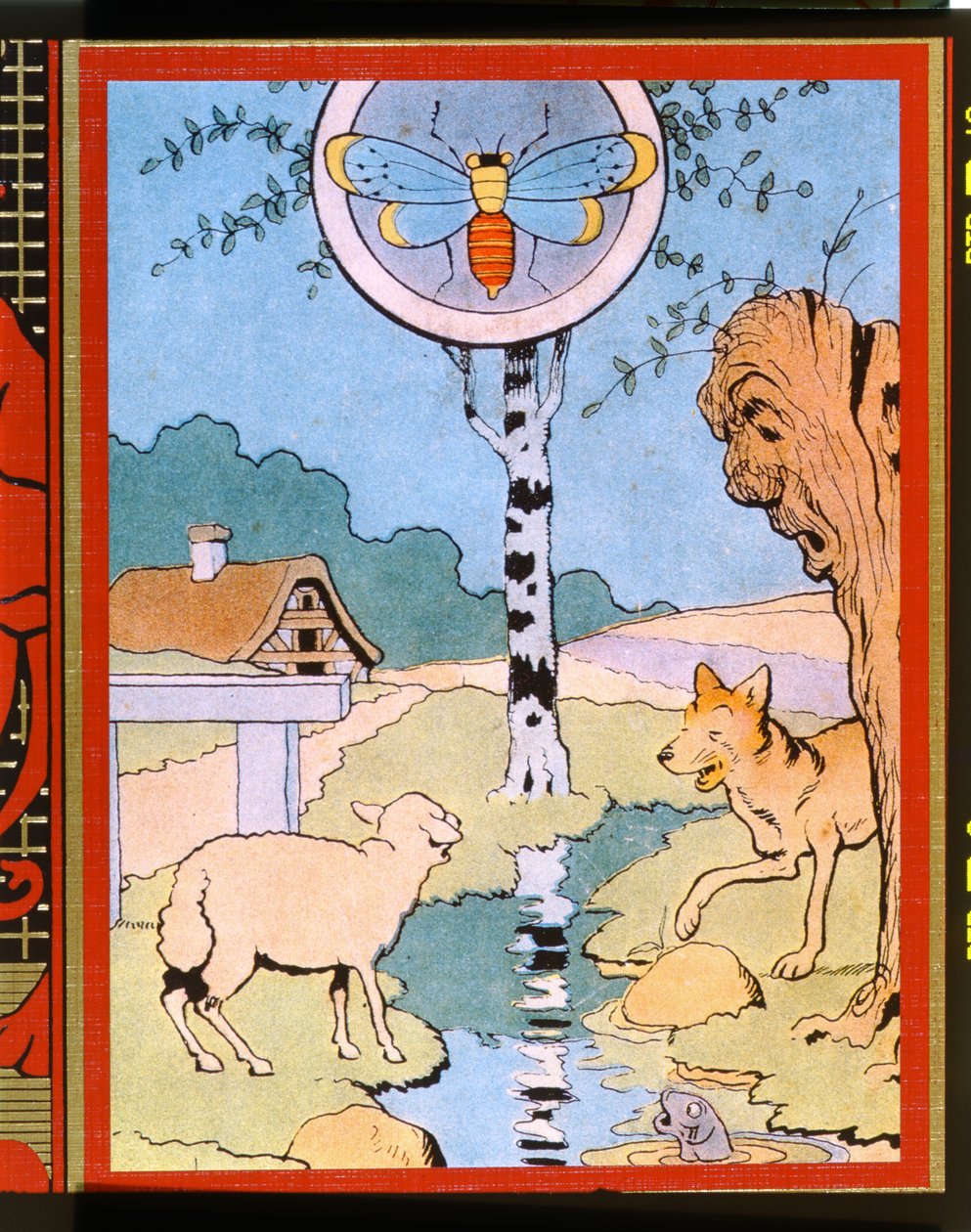 رسم توضيحي للذئب والحمل ، من "الخرافات" لجين دي لافونتين (1621-95) (نقش ملون) بواسطة بنيامين رابيير