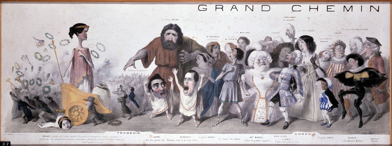 Le grand chemin de la nextity: تمثيل المأساة والكوميديا ​​- الطباعة الحجرية لبنيامين روبود ، ميزون دي بلزاك ، باريس بواسطة بنيامين روبود
