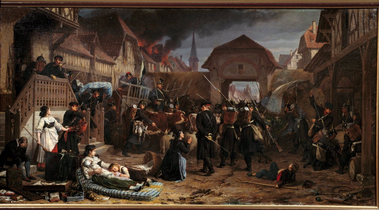 حرب 1870: "" طلبات الشراء في Reichshoffen "" معركة Froeschwiller Woerth (Froeschwiller-Woerth) (أو معركة Reichshoffen) في 06/08/1870 شهدت انتصار بروسيا - رسم بنجامين أولمان (1829-1884) 1871 نانسي ، متحف تاريخي لوري بواسطة بنيامين أولمان