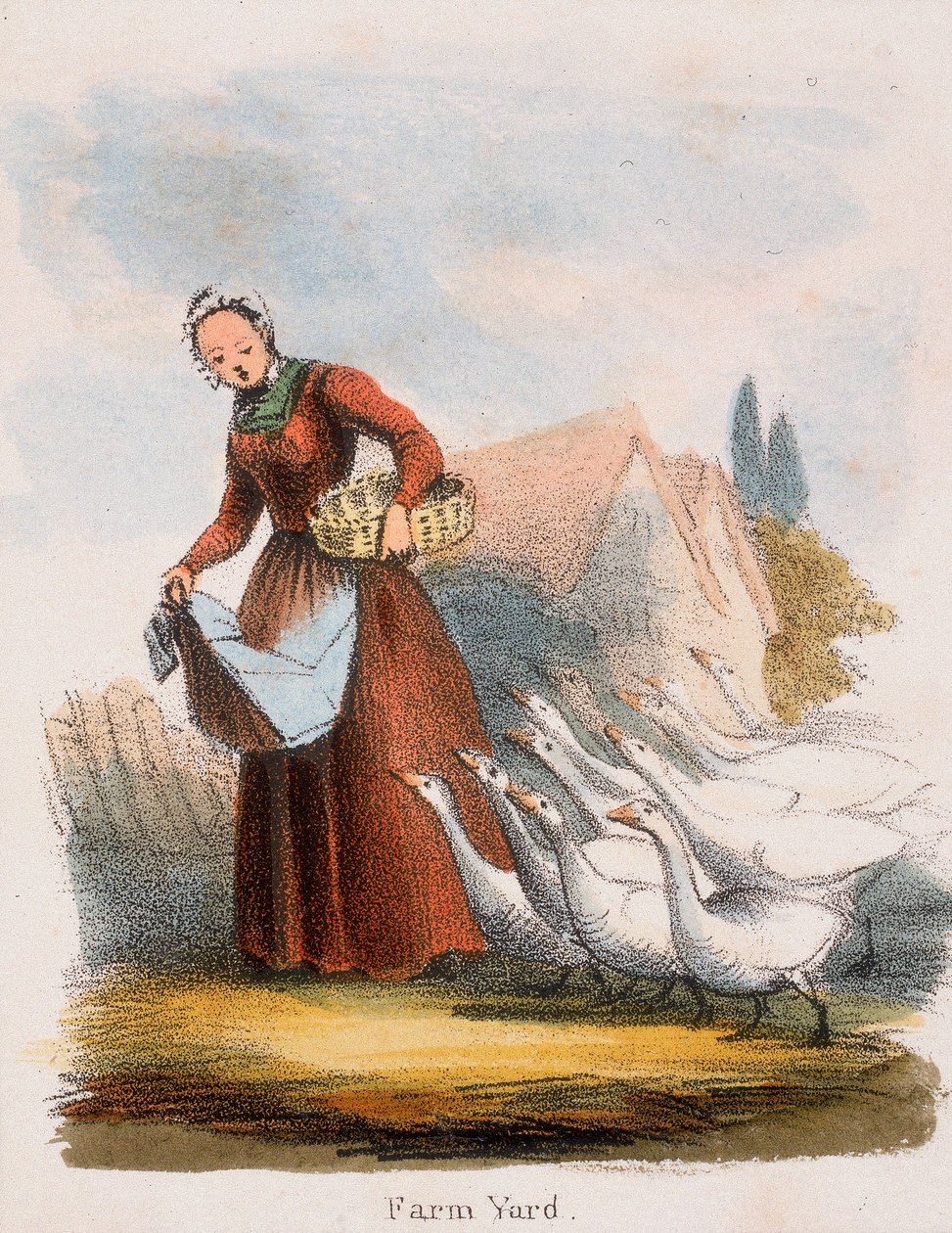 فارم يارد ، c1845 بواسطة بنيامين ووترهاوس هوكينز