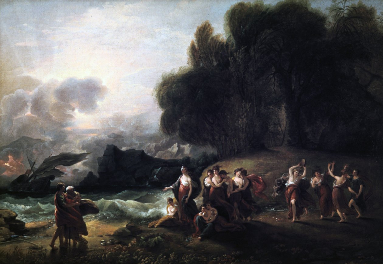 استقبال Calypsos من Telemachus and Mentor ، 1801. بواسطة بنيامين ويست
