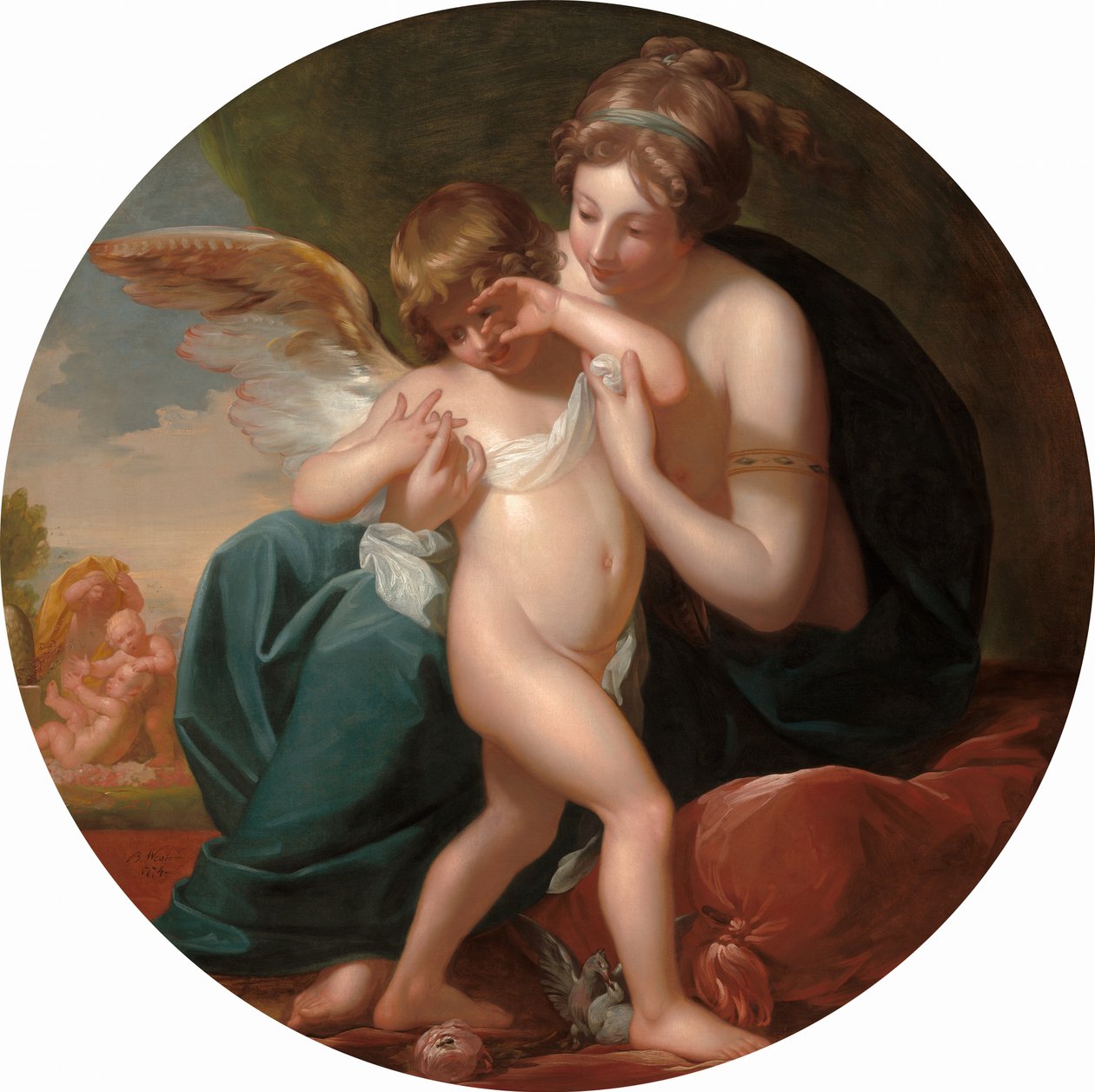 كيوبيد ، لدغ نحلة ، تعتز به والدته ، 1774. بواسطة بنيامين ويست