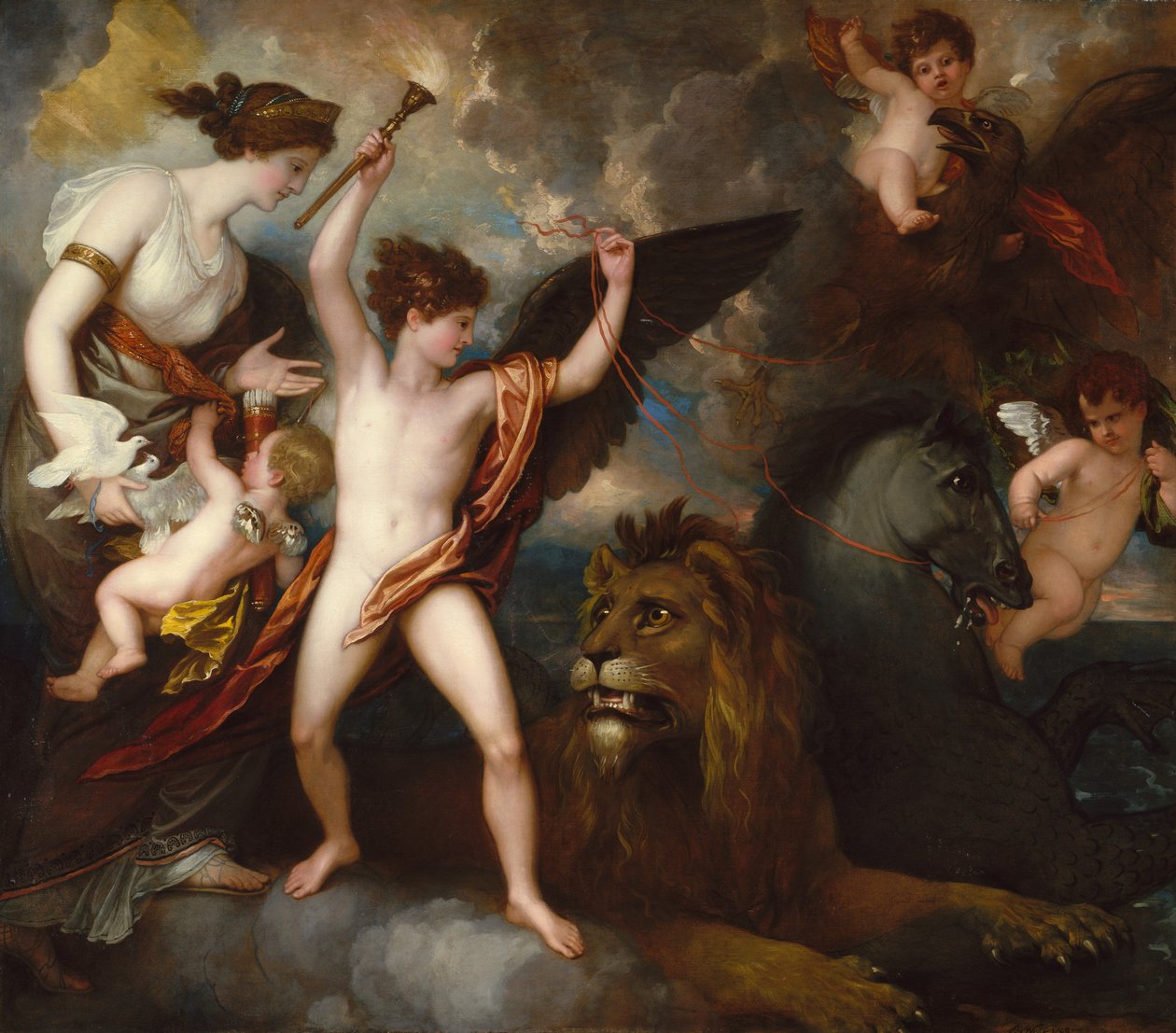 Omnia Vincit Amor ، أو قوة الحب في العناصر الثلاثة ، 1809. بواسطة بنيامين ويست
