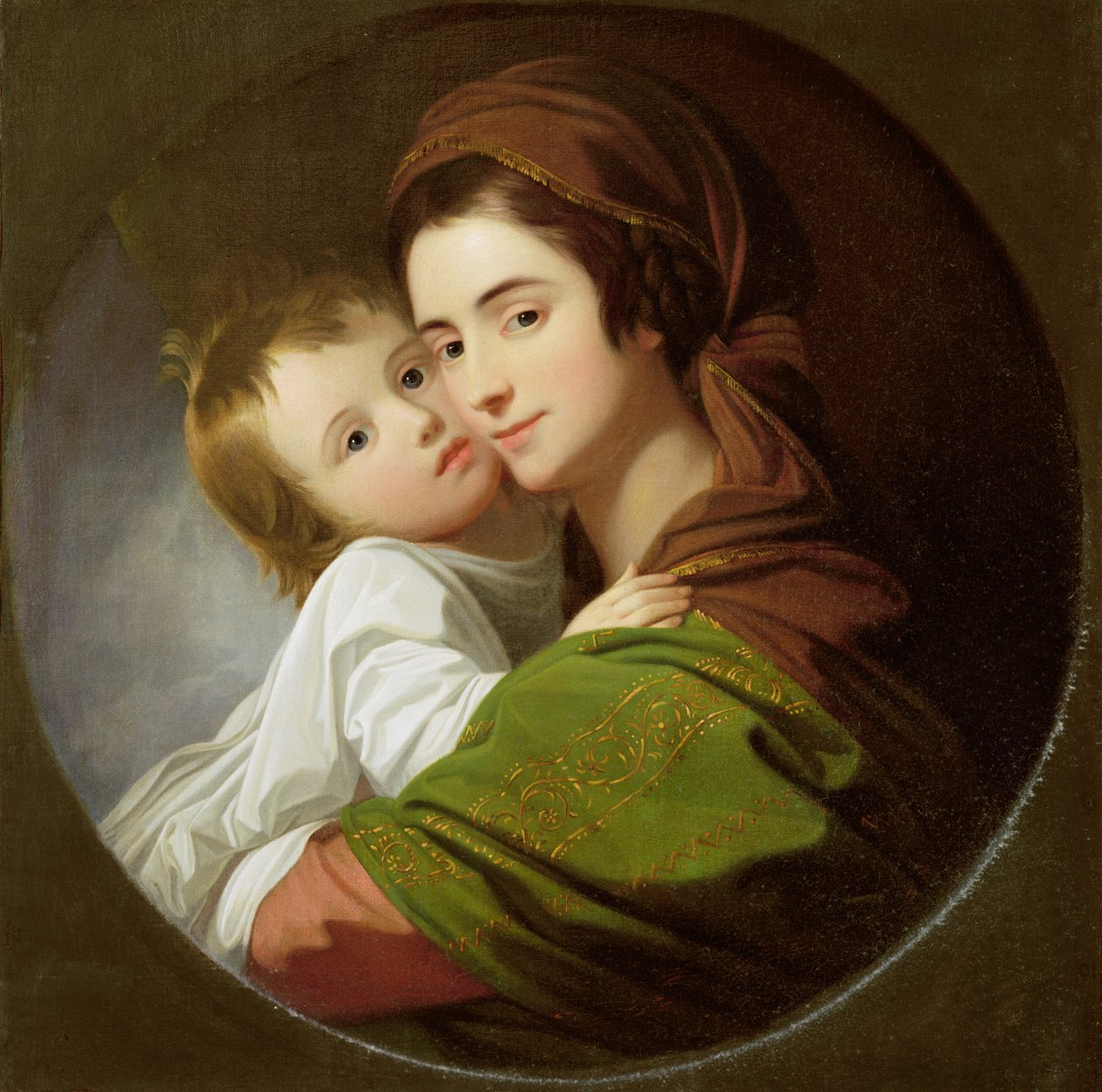 زوجة الفنانة ، إليزابيث ، وابنهما رافائيل ، حوالي 1773 (زيت على قماش) بواسطة بنيامين ويست