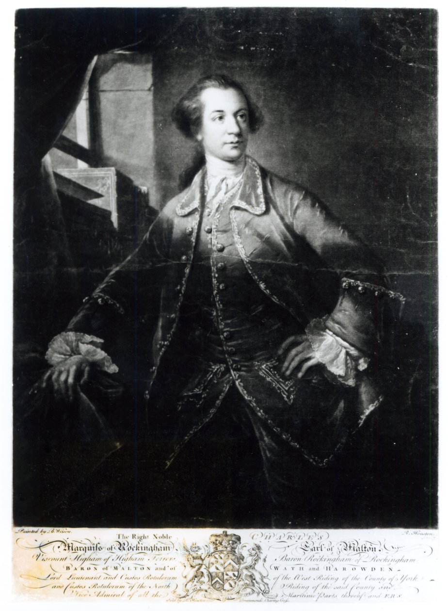 صورة لتشارلز واتسون-وينتورث ، ماركيز الثاني من روكينجهام (1730-1782) ، نقشها ريتشارد هيوستن (1721-75) بواسطة بنيامين ويلسون