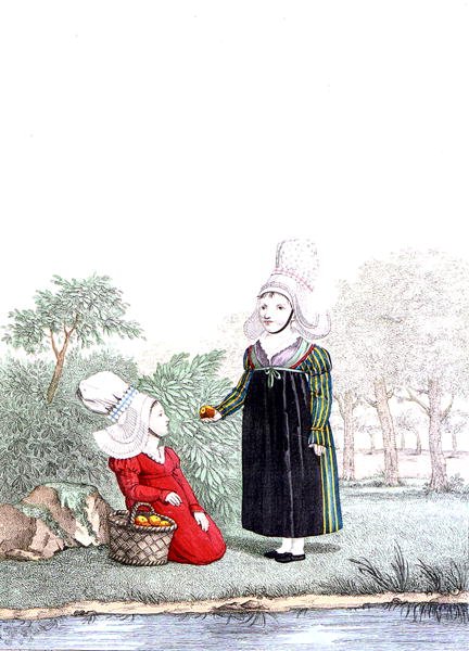 أطفال من منطقة روان في نورماندي ، أوائل القرن التاسع عشر (نقش ملون) بواسطة بينوا (بعد) بيتشو