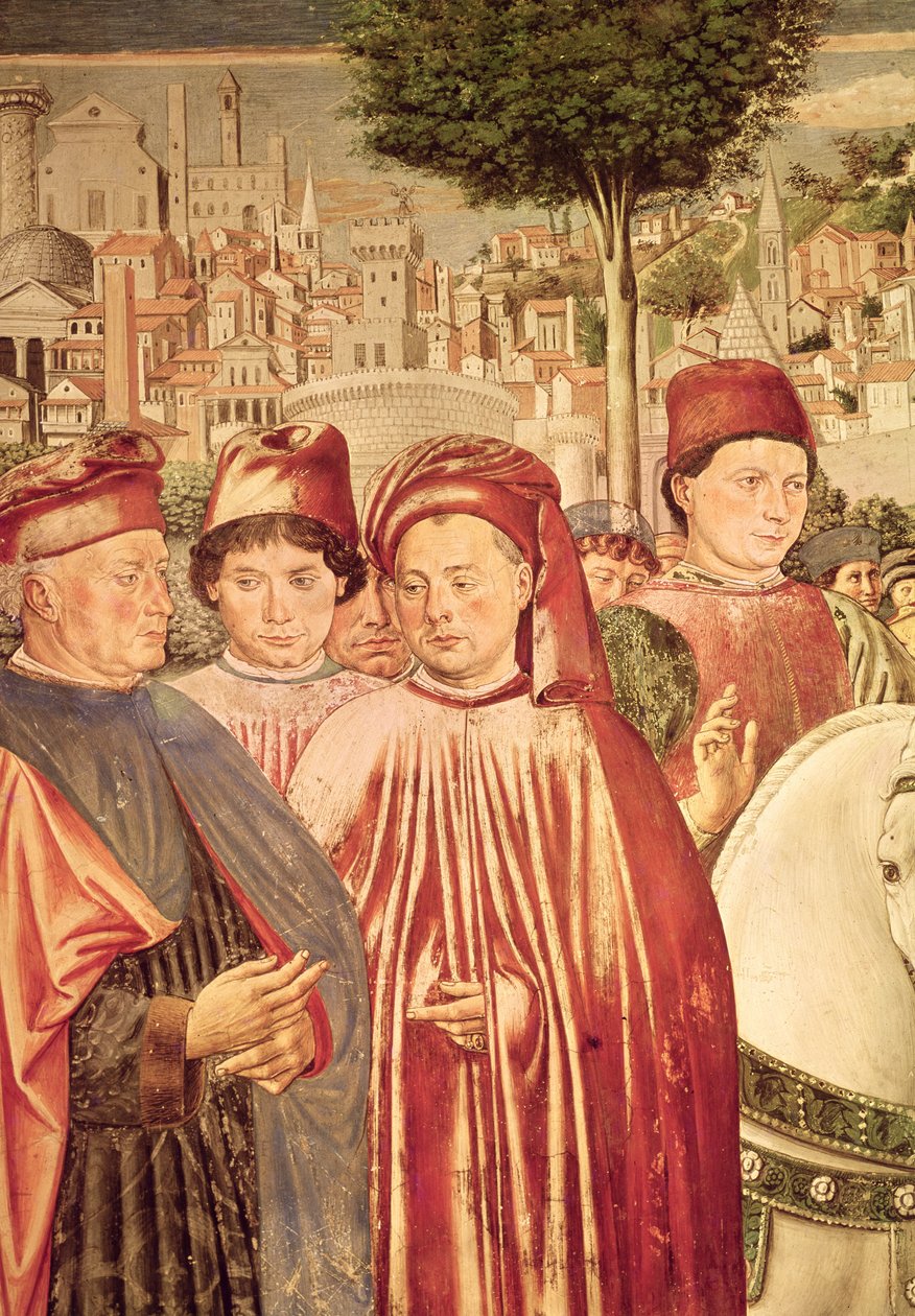 القديس أوغسطين المغادرة إلى ميلانو ، من دورة حياة القديس أوغسطين ، 1464-65 (التفاصيل) بواسطة Benozzo di Les di Sandro Gozzoli