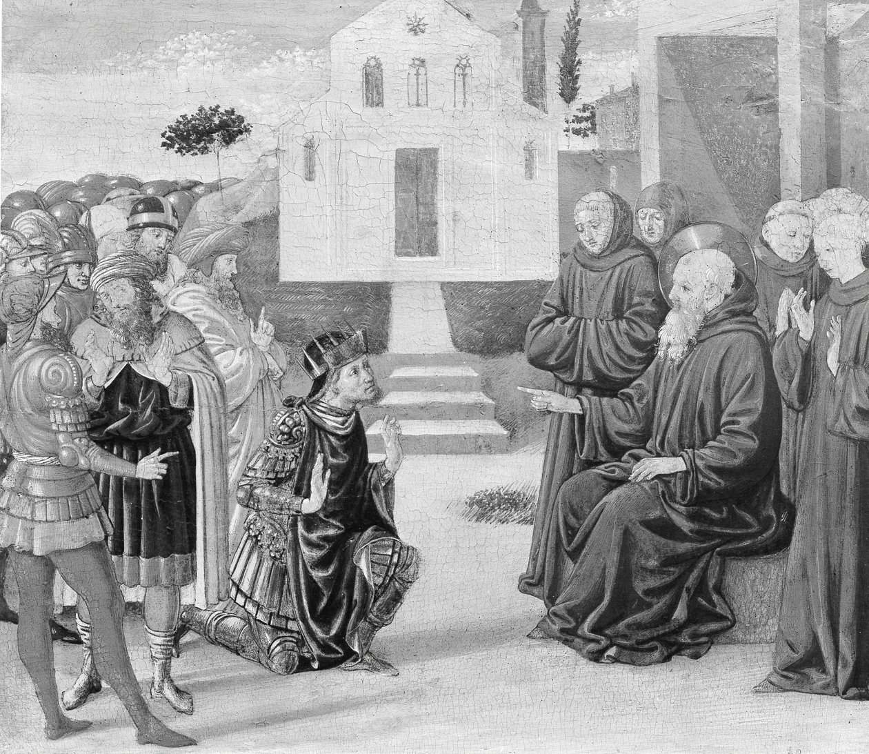 Totila قبل القديس بنديكت. بواسطة Benozzo Gozzoli