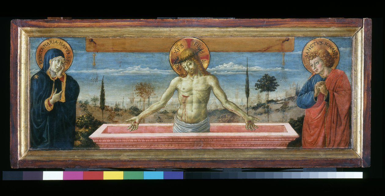 المسيح في التقوى بين العذراء والقديس يوحنا ، 1450 بواسطة Benozzo di Les di Sandro Gozzoli