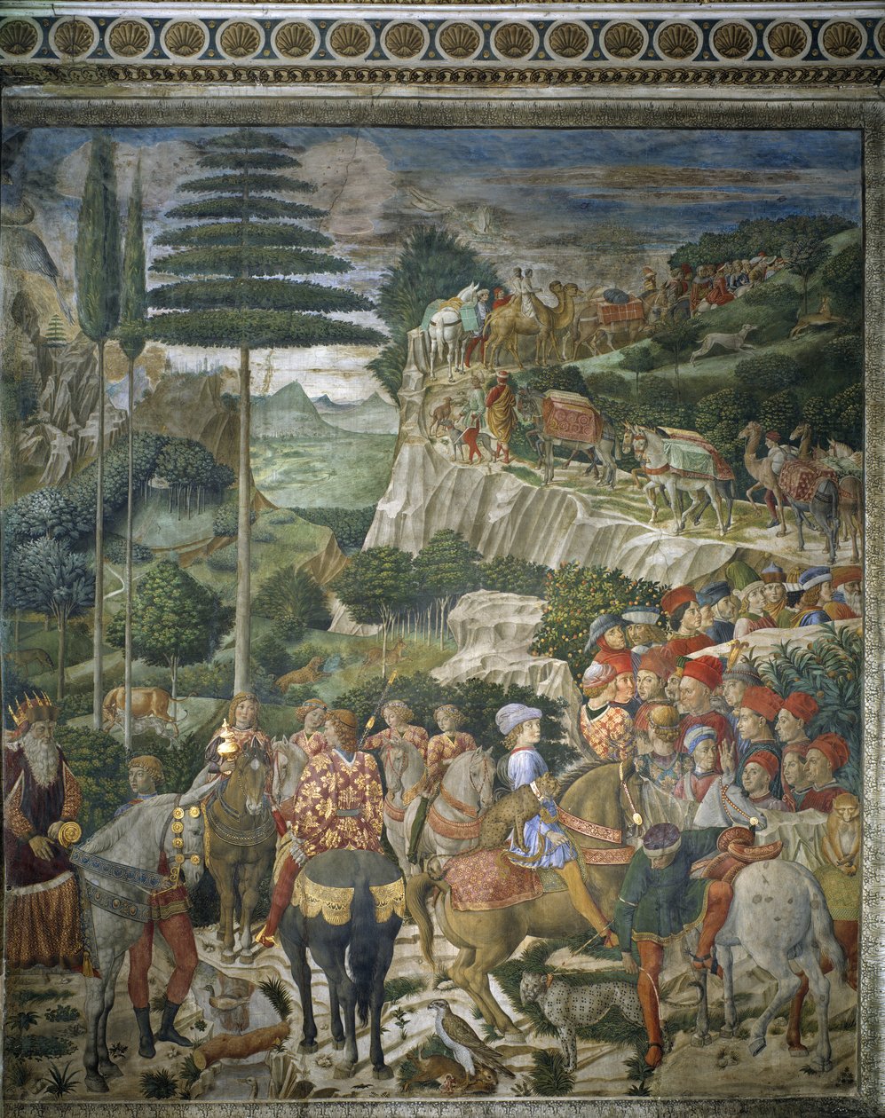 كورتيج المجوس مع جوليان دي ميديسيس ويوسف الثاني ، بطريرك القسطنطينية (فريسكو) بواسطة Benozzo di Les di Sandro Gozzoli