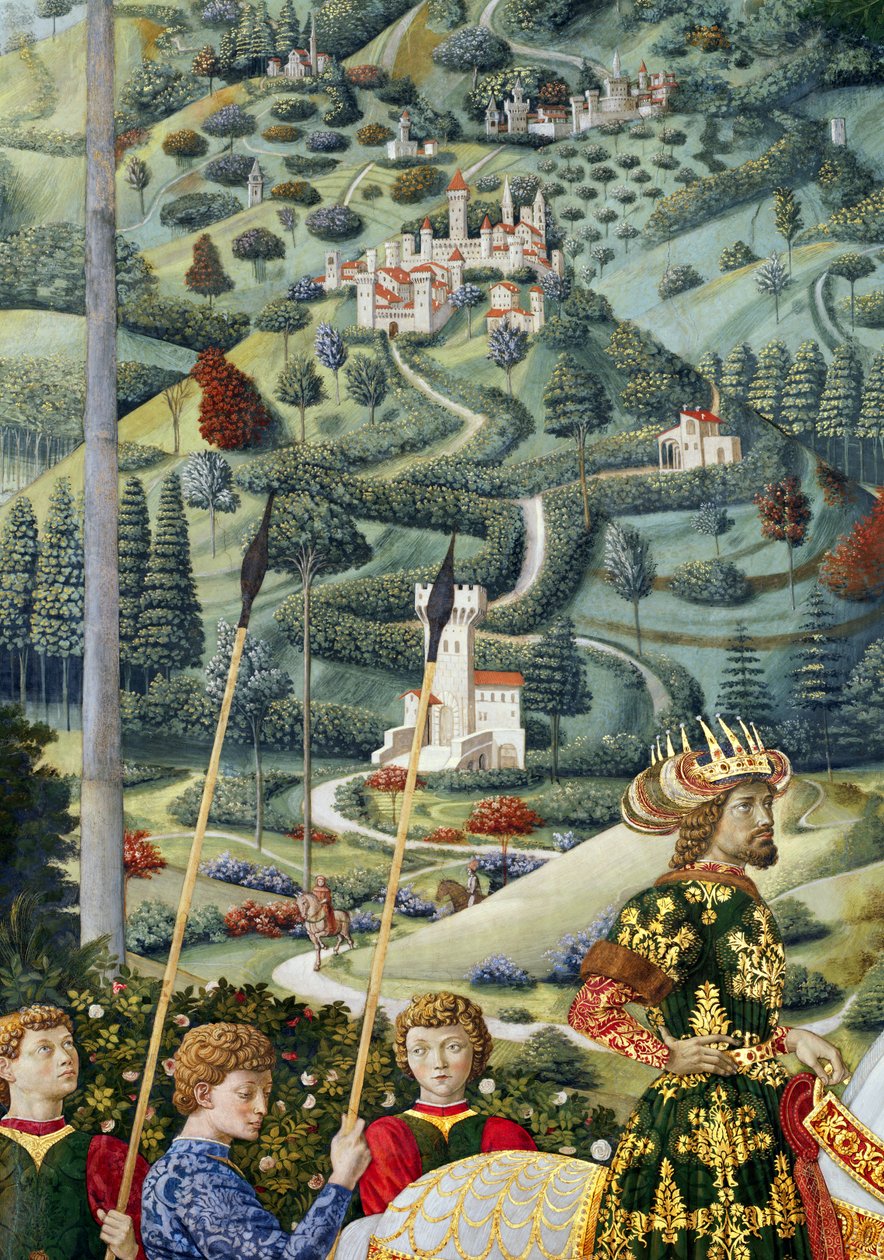 منظر رائع ، تفاصيل من رحلة رحلة المجوس في الكنيسة ، حوالي 1460 بواسطة Benozzo di Les di Sandro Gozzoli