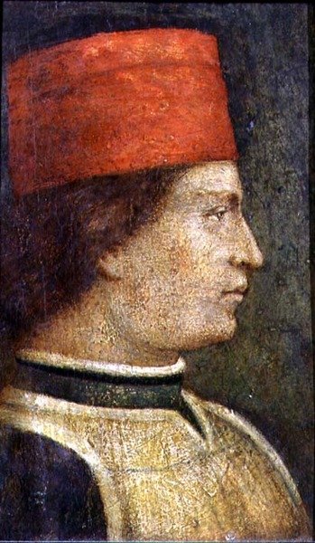 رأس رجل يرتدي قبعة حمراء (تمبرا على لوحة) بواسطة Benozzo di Les di Sandro Gozzoli