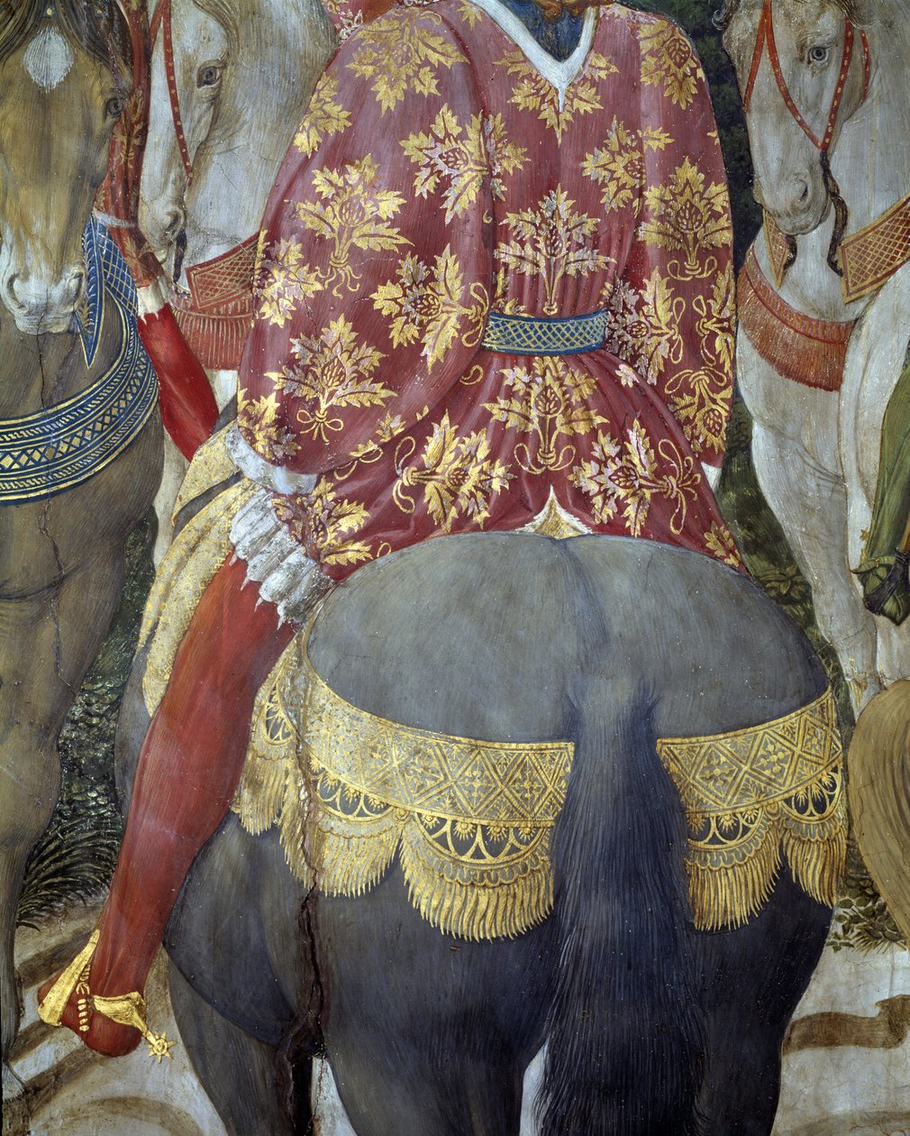 Knight on horseback in sumptuos attracts, detail from the Adoration of the Magi (Fresco بواسطة Benozzo di Les di Sandro Gozzoli