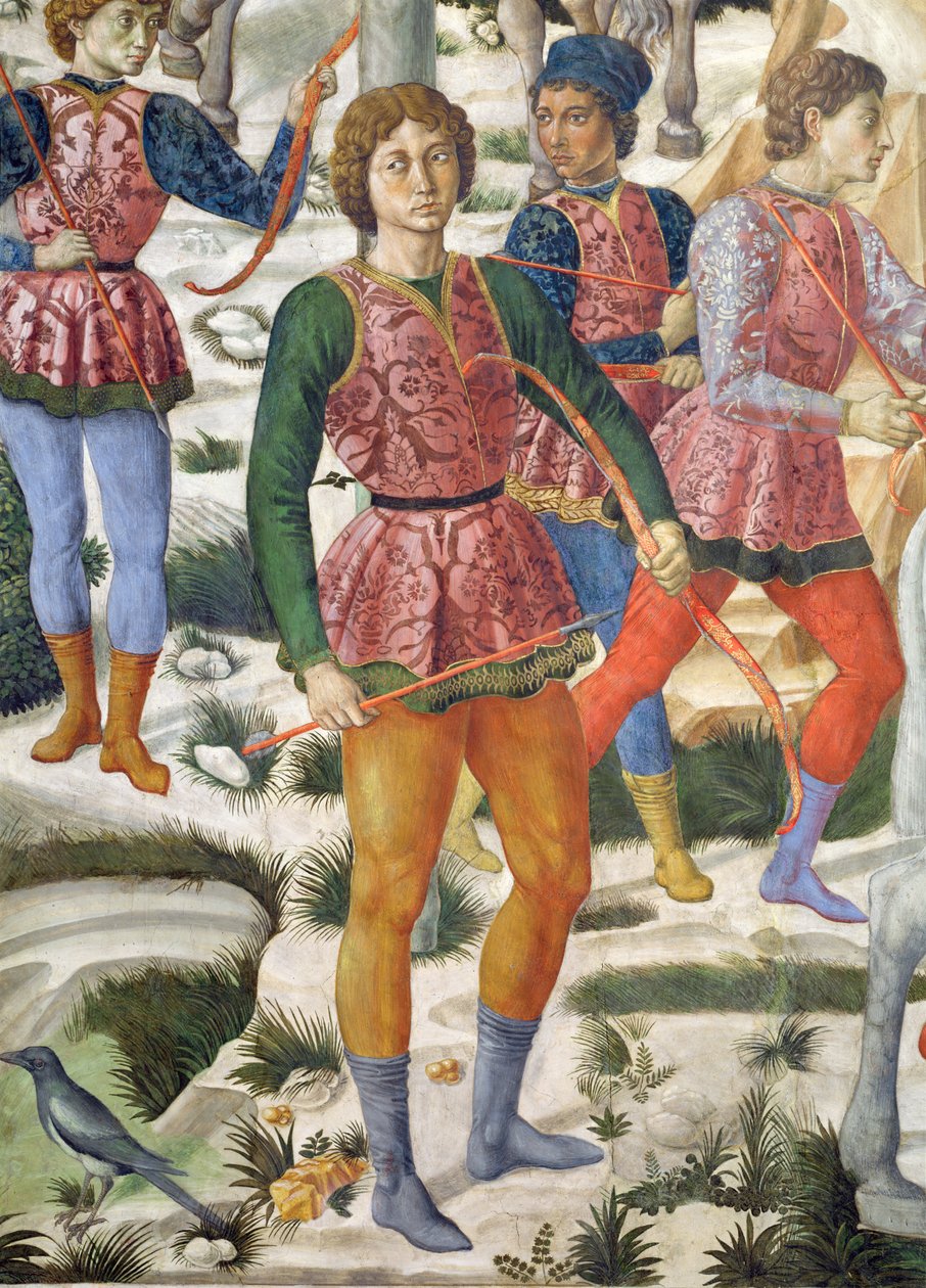 رماة مقوسون ، تفاصيل من رحلة رحلة المجوس في الكنيسة ، ج 1460 تفاصيل جدارية 70630 بواسطة Benozzo di Les di Sandro Gozzoli