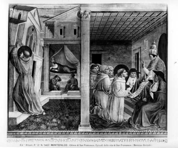 البابا إنوسنت الثالث يوافق على القاعدة (في الهواء الطلق) (صورة b / w) بواسطة Benozzo di Les di Sandro Gozzoli