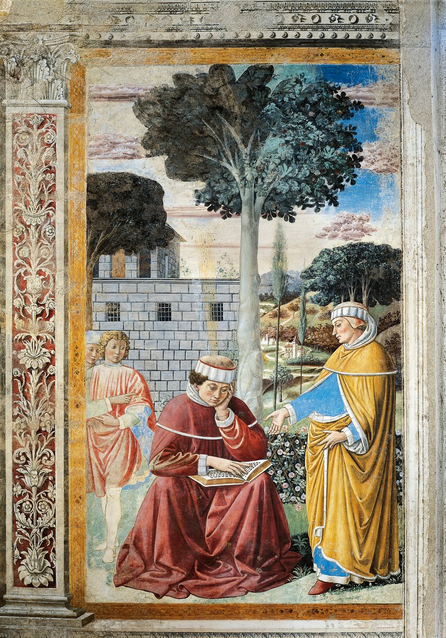 القديس أغوستينو يقرأ رسائل القديس بولس ، تفاصيل من قصص القديس أوغسطين بواسطة Benozzo di Les di Sandro Gozzoli