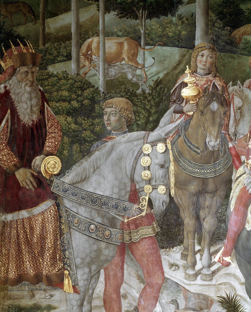 رحلة المجوس. التفاصيل التي تمثل يوسف بطريرك القسطنطينية بين 1261 و 1276 - فريسكو بواسطة Benozzo di Les di Sandro Gozzoli