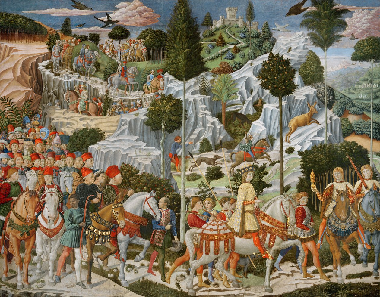 رحلة المجوس إلى بيت لحم ، الجدار الأيمن للكنيسة ، حوالي 1460 بواسطة Benozzo di Les di Sandro Gozzoli