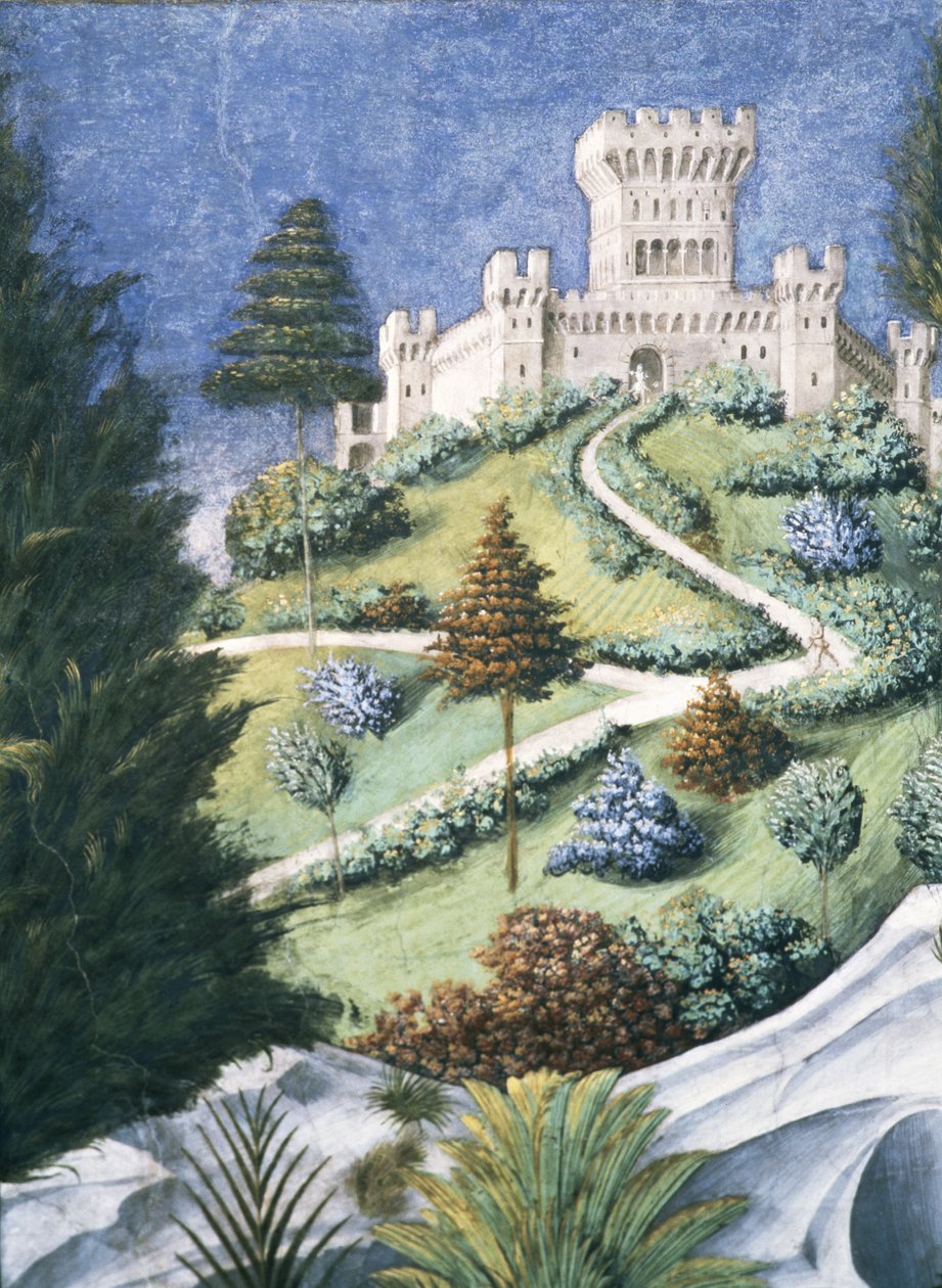 الطريق المؤدي إلى القلعة ، من رحلة المجوس ، 1459 تفاصيل جدارية 636 بواسطة Benozzo di Les di Sandro Gozzoli