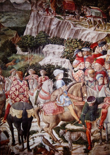 موكب المجوس ، تفاصيل الفارس مع نمر في موكب ملكي ، ج 1460 (تفاصيل 70601) بواسطة Benozzo di Les di Sandro Gozzoli