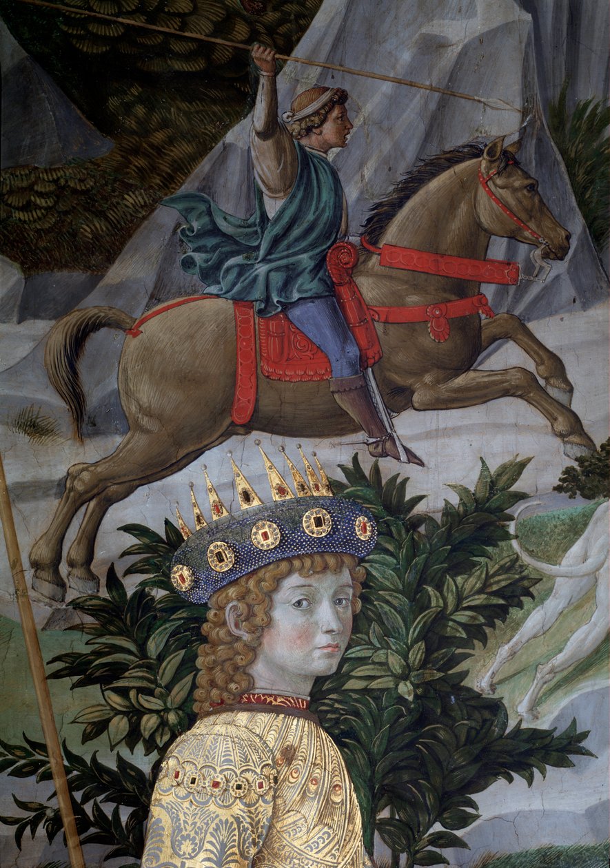 The Voyage of the Magi Cortege des rois mages de Jerusalem a Bethleem calls in Italian “Viaggio dei Magi” or “” Cavalcata dei Magi” Detail of the young mage in the face of Laurent the Magnificent (Laurent de Medici) (The procession of the Magi, detail of t بواسطة Benozzo di Les di Sandro Gozzoli