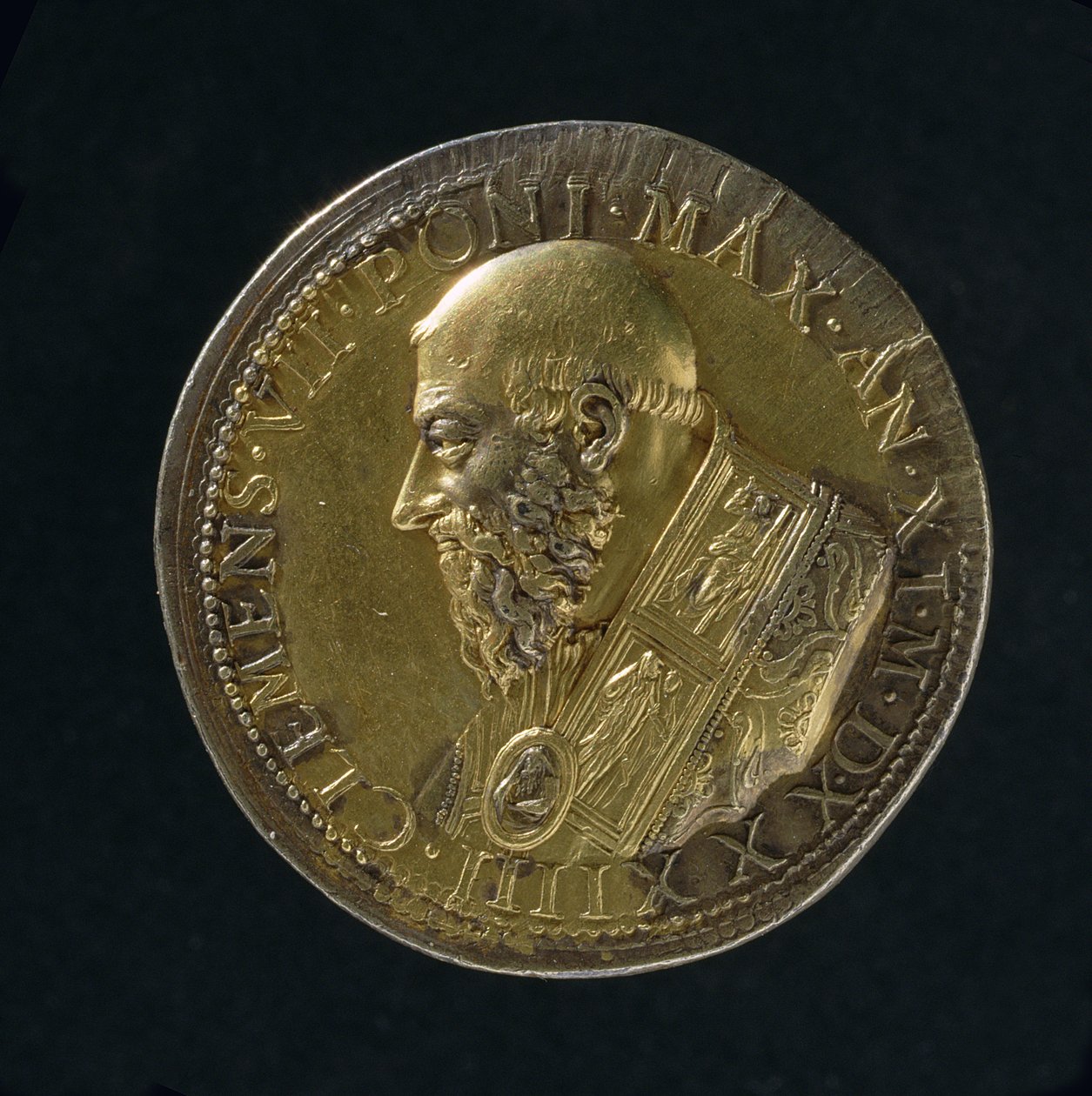 ميدالية بورتريه لكليمنت السابع (1523-34) 1533 (برونزي) (لرؤية المستقيم 108639) بواسطة بنفينوتو تشيليني
