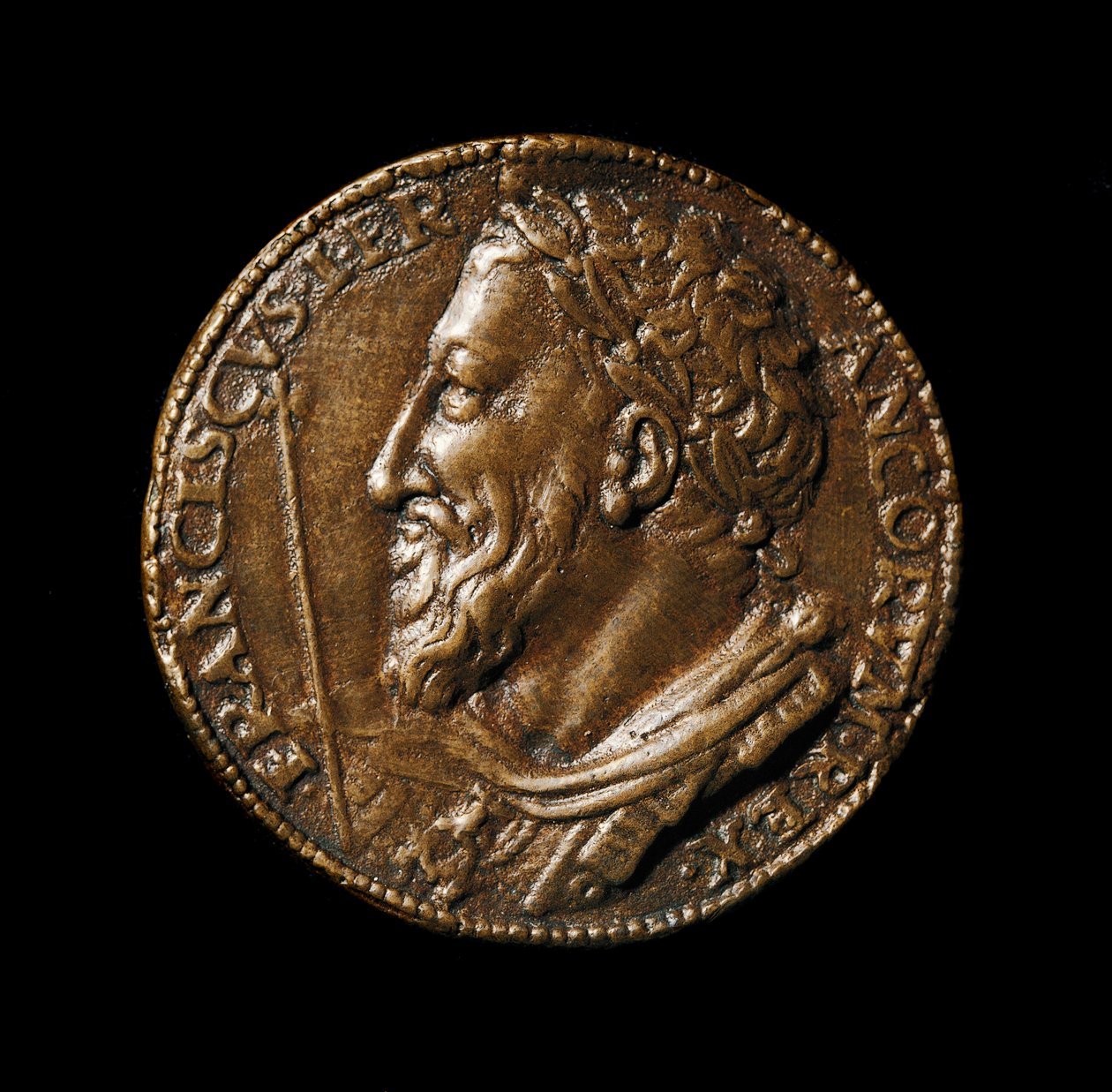 ميدالية برونزية مع دمية للملك فرانسوا الأول (1494-1547) صنعها بنفينوتو تشيليني (1500-1571) 1538 بقطر 38 سم فلورنسا ، متحف بارجيلو الوطني بواسطة بنفينوتو تشيليني