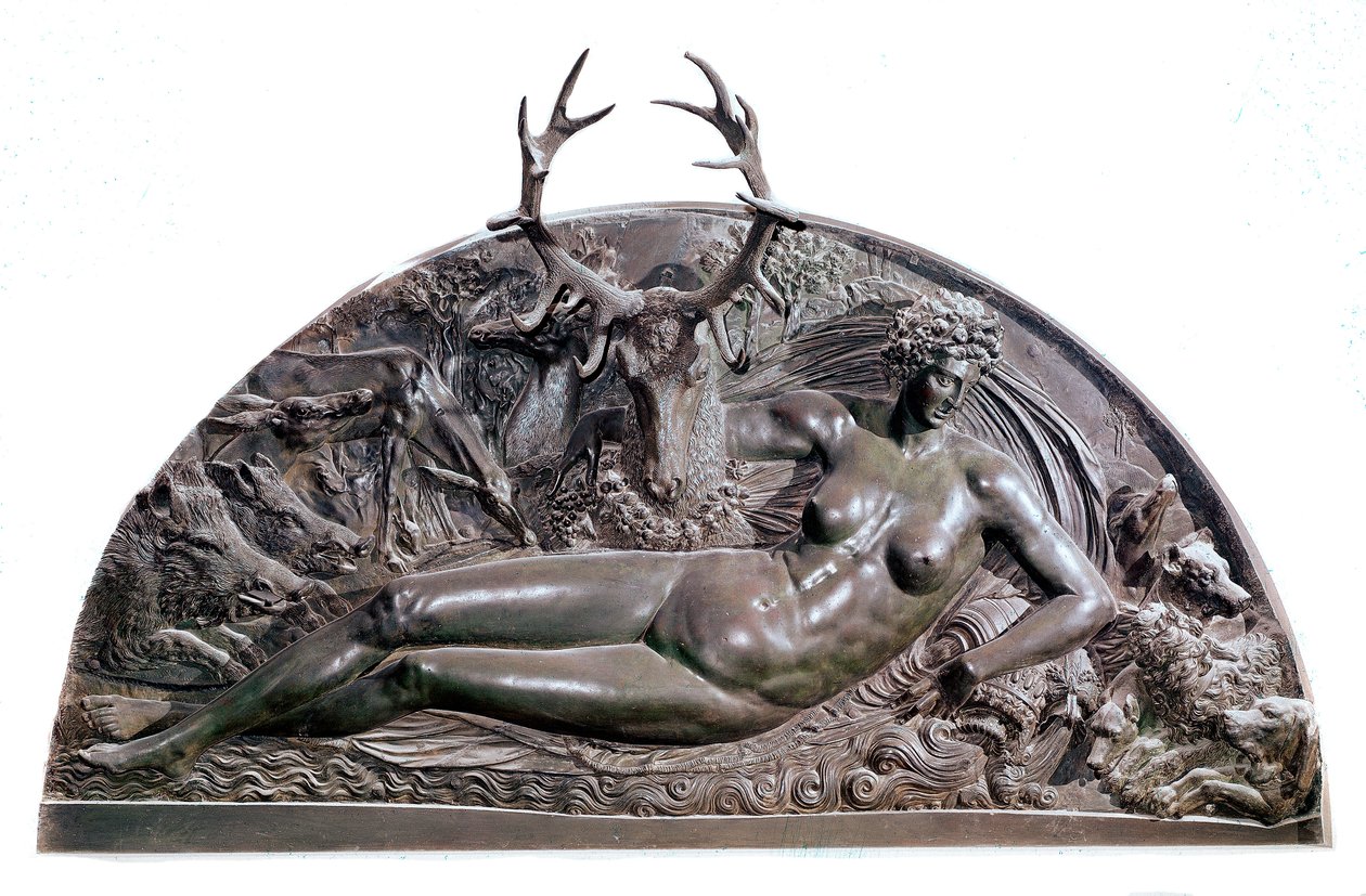 حورية فونتينبلو باس نقش برونزي من قبل Benvenuto Cellini (1500-1571) من قلعة Anet. 1542 خافت. 409x205 سم باريس ، متحف اللوفر بواسطة بنفينوتو تشيليني