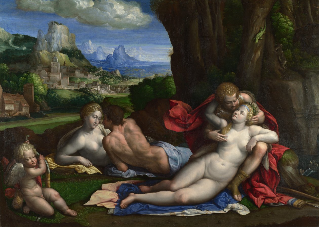 قصة حب ، ج. 1527-1530 بواسطة Benvenuto Tisi da Garofalo