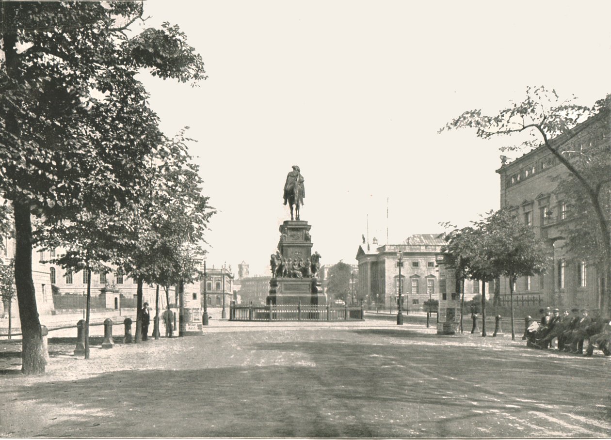 تمثال فريدريك العظيم ، Unter Den Linden ، برلين ، ألمانيا ، 1895. بواسطة شركة برلين للتصوير الفوتوغرافي