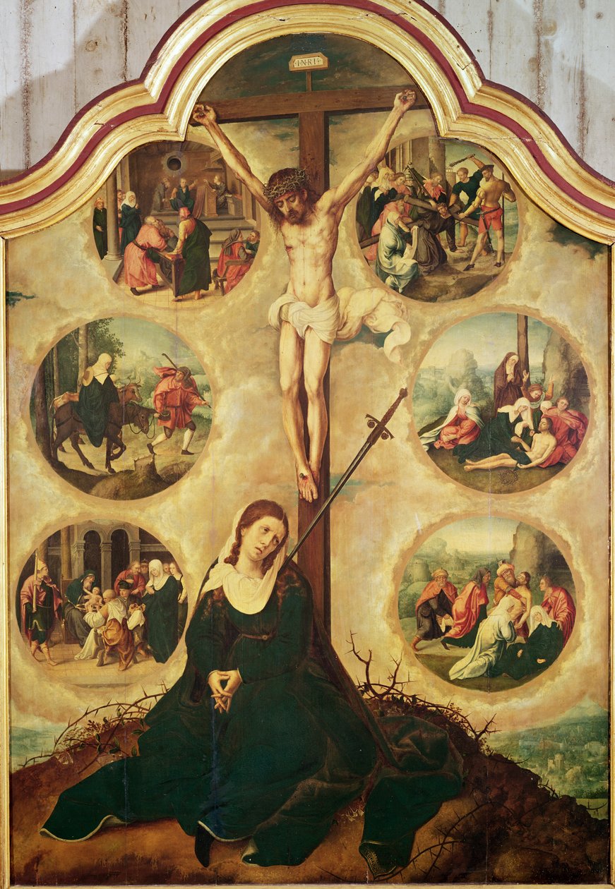 اللوحة المركزية لثلاثية تصور الأحزان السبعة للعذراء ، c.1520-35 بواسطة برنارد فان أورلي
