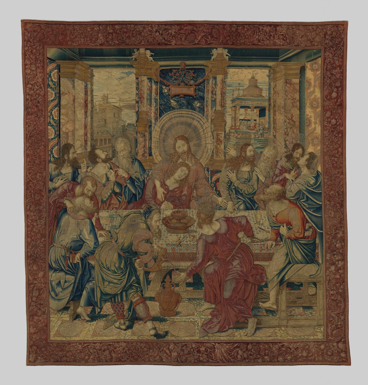 العشاء الأخير ، c.1525-28 (صوف ، حرير ، خيط فضي مذهب) بواسطة برنارد فان بعد أورلي