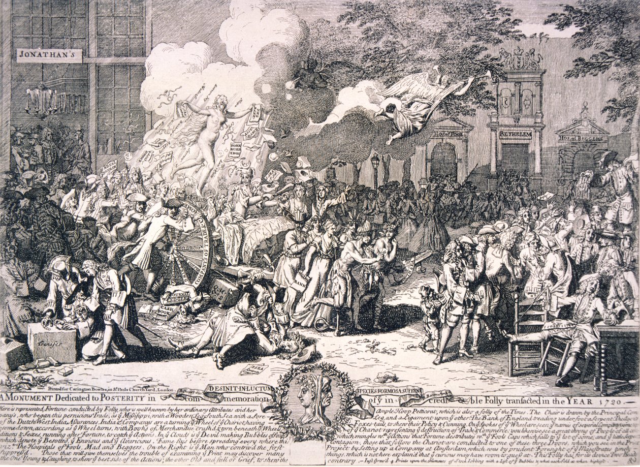 "نصب تذكاري للأجيال القادمة تخليداً لذكرى الحماقة المذهلة التي تم التعامل معها عام 1720" بواسطة برنارد بارون