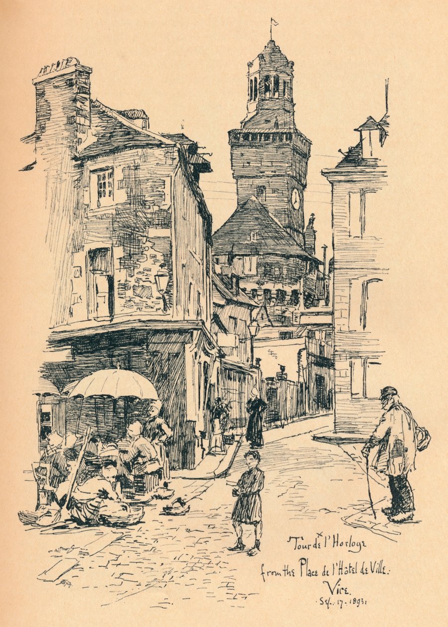 برج الساعة ، Vire ، c1893 بواسطة برنارد بارتريدج