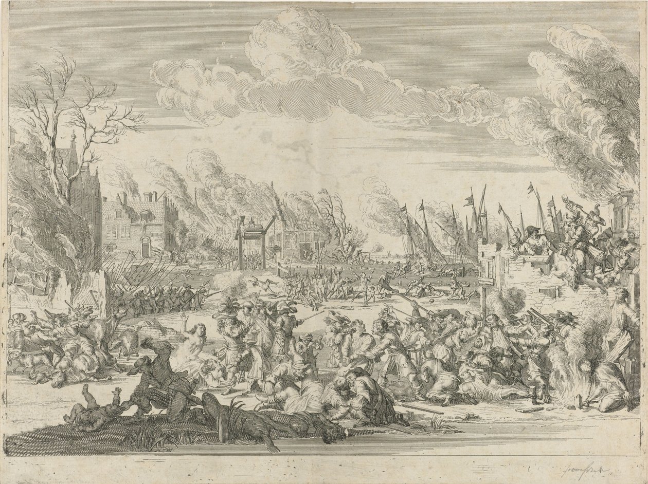 الفظائع الفرنسية في Bodegraven و Zwammerdam ، 1672 بواسطة برنارد بيكارت (ورشة عمل)