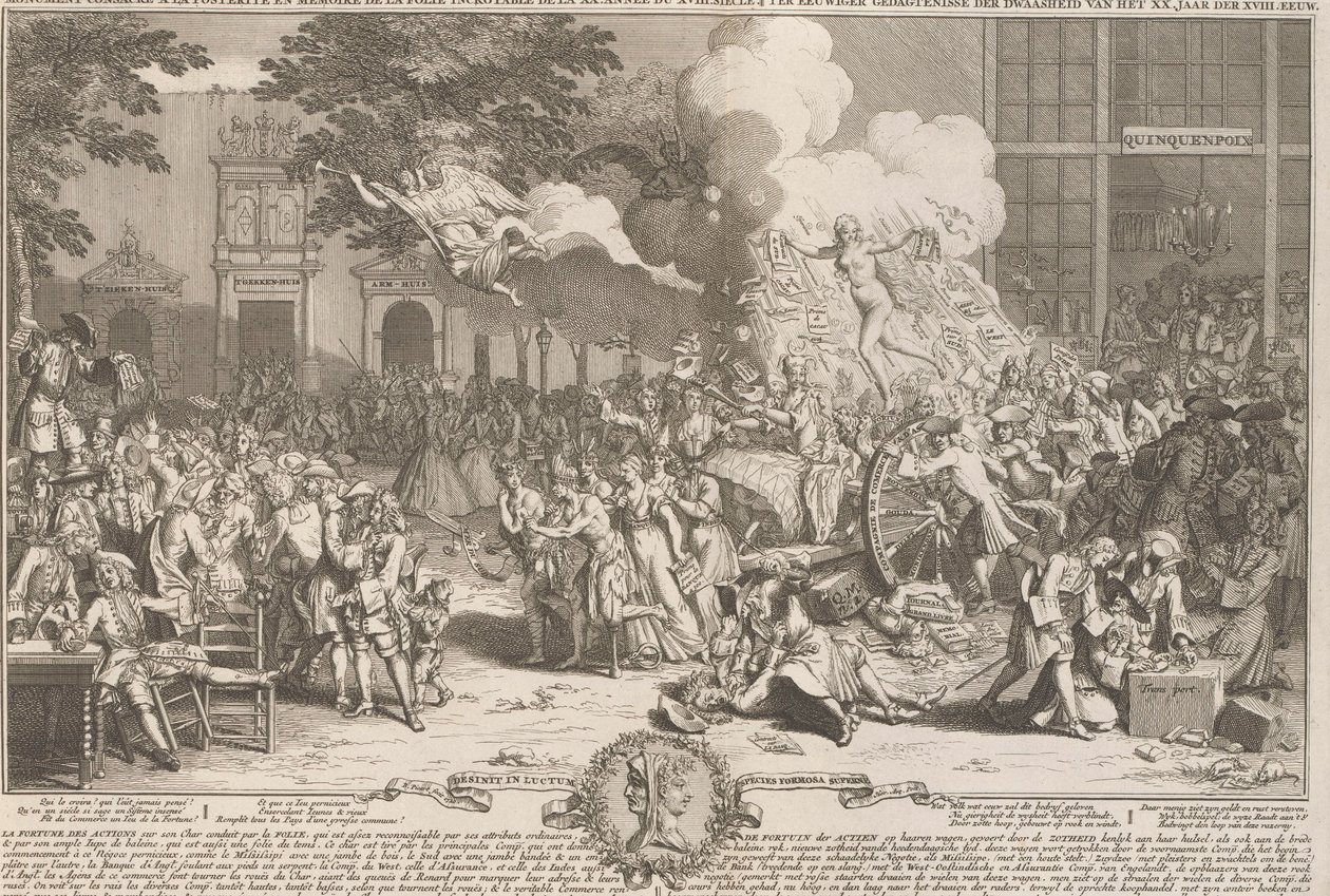 نصب تذكاري لإحياء ذكرى حماقة العام 1720 ، النصب التذكاري consacré a la posterité و memoire de la foil incroyable de la XX. آن دو الثامن عشر. siecle / في الذاكرة الأبدية لحماقة XX. عام الثامن عشر. القرن (العنوان على الكائن) ح بواسطة برنارد بيكارت