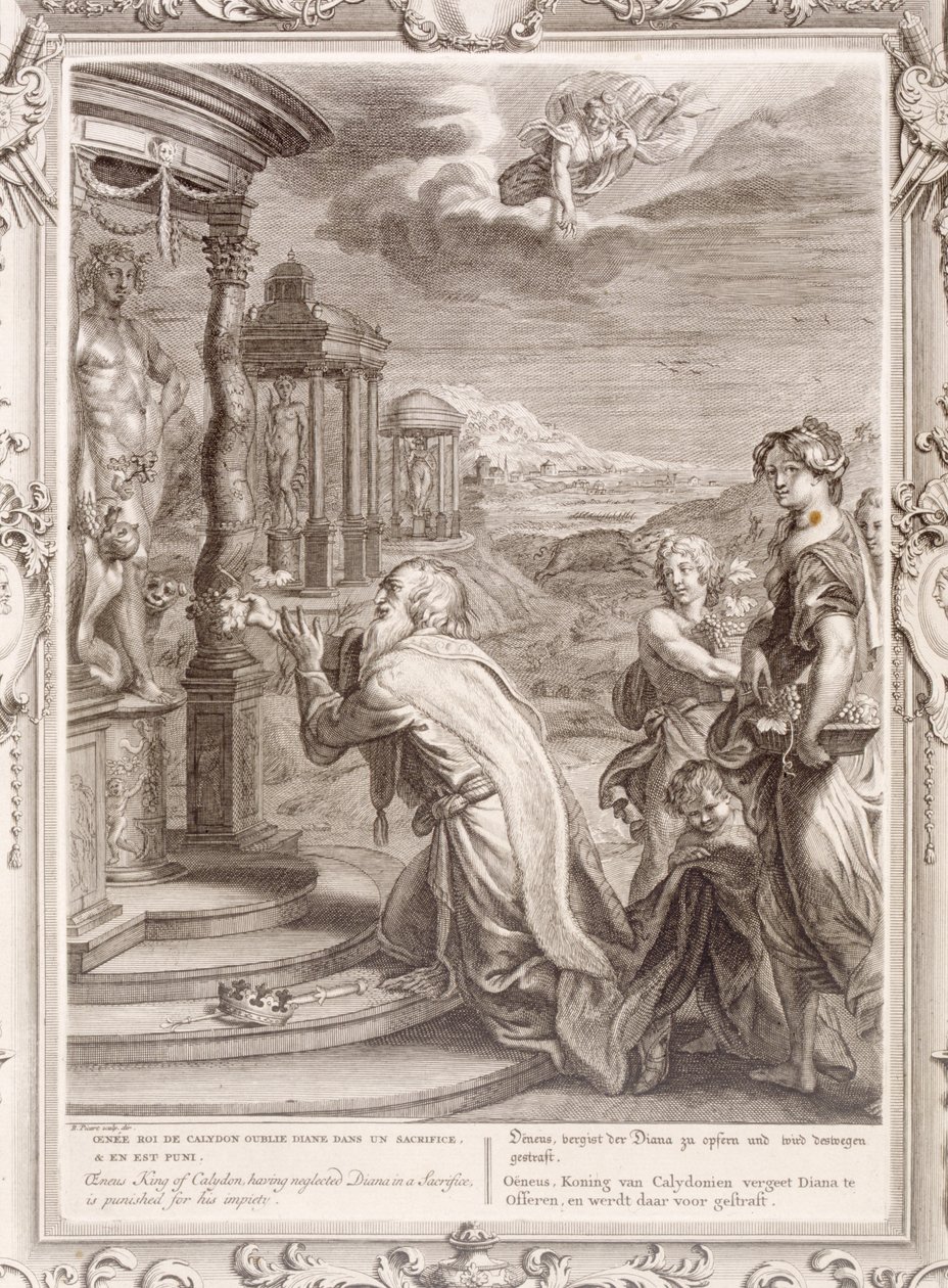 يعاقب Oeneus ، ملك Calydon ، بعد أن أهمل ديانا في الذبيحة بسبب ضعفه ، 1731 بواسطة برنارد بيكارت
