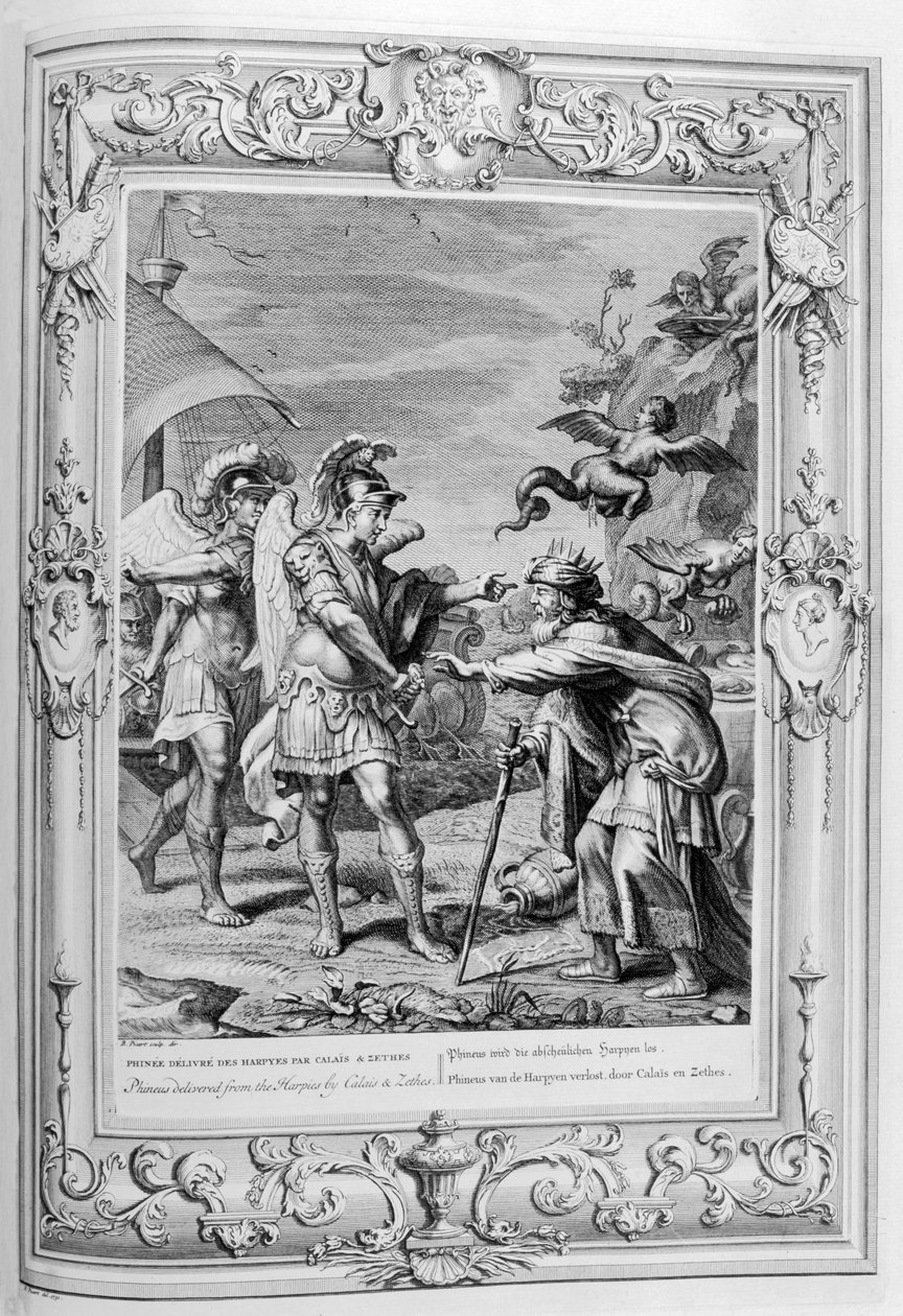 يتم تسليم Phineus من Harpies بواسطة Calais و Zethes ، 1733 بواسطة برنارد بيكارت
