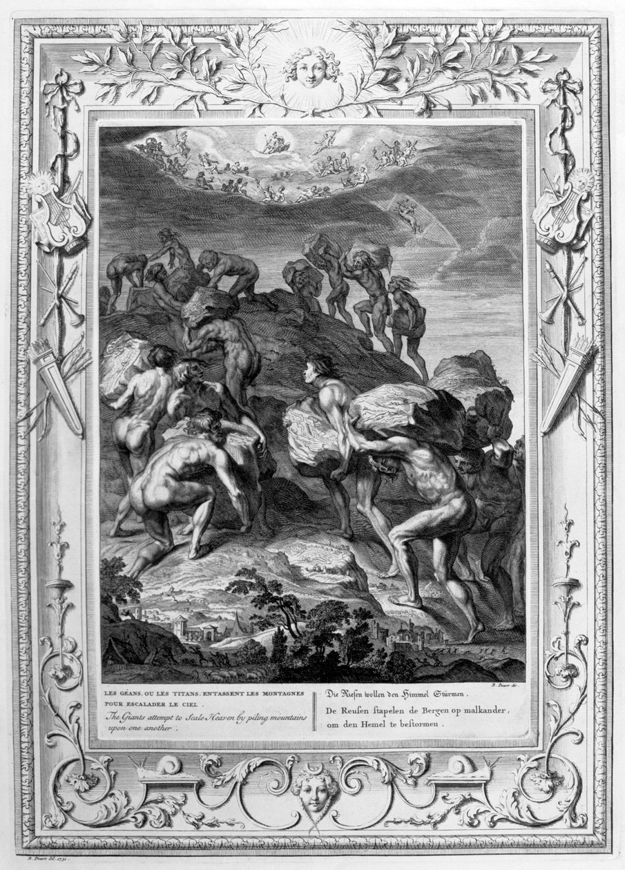 حاول العمالقة تسلق السماء بتراكم الجبال فوق بعضها البعض ، 1733 بواسطة برنارد بيكارت