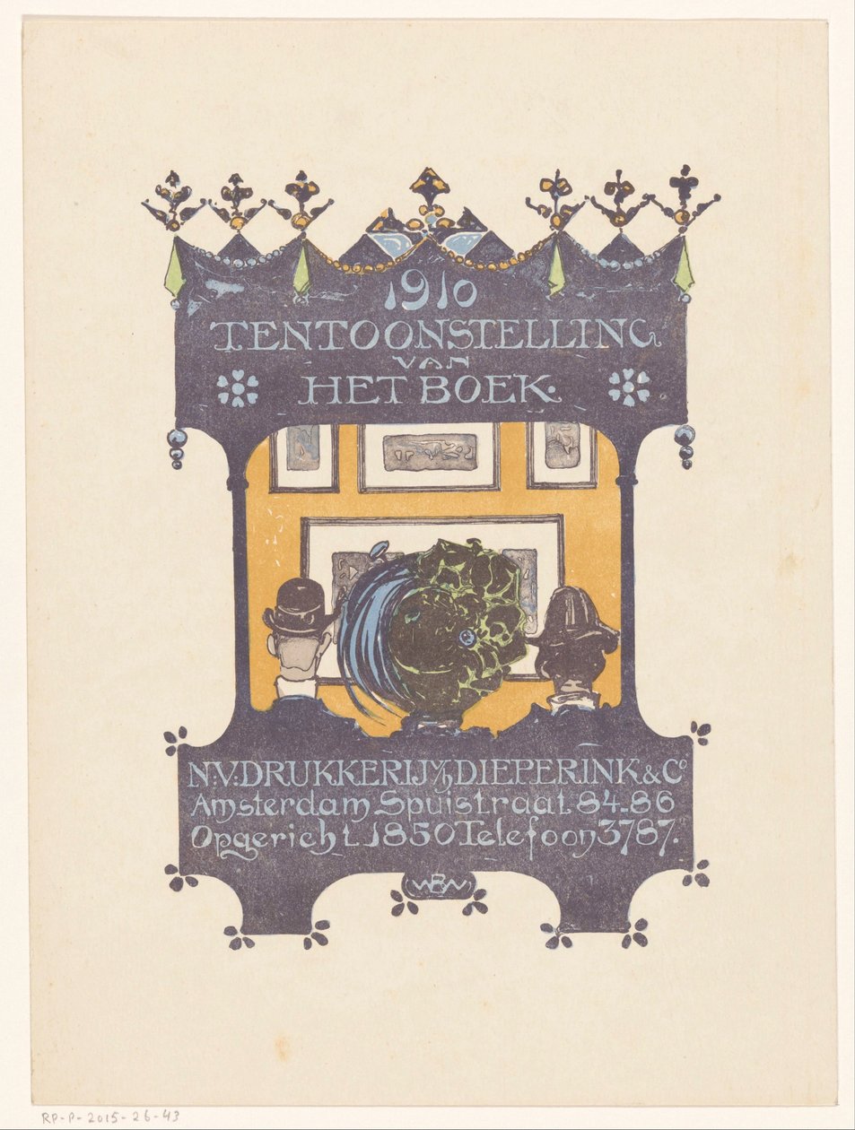 إعلان من شركة أمستردام لطباعة الأحجار والكتب Dieperink & Co 1910 معرض الكتاب (العنوان على الكائن) بواسطة برنارد ويليم ويرينك
