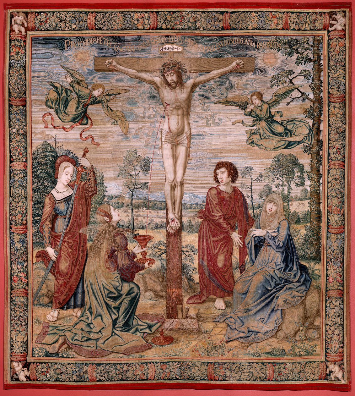 نسيج فلمنكي. سلسلة Dais of Charles V (Baldachin of Margaret of Austria). المسيح الرحمة (Cristo de la Misericordia). لوحة نسيج خلف المنصة. الموديل برنارد فان أورلي (1491-1542). مصنع Pieter de Pannemaker ، بروكسل. 1518-1524. قماش G بواسطة برنارد فان أورلي