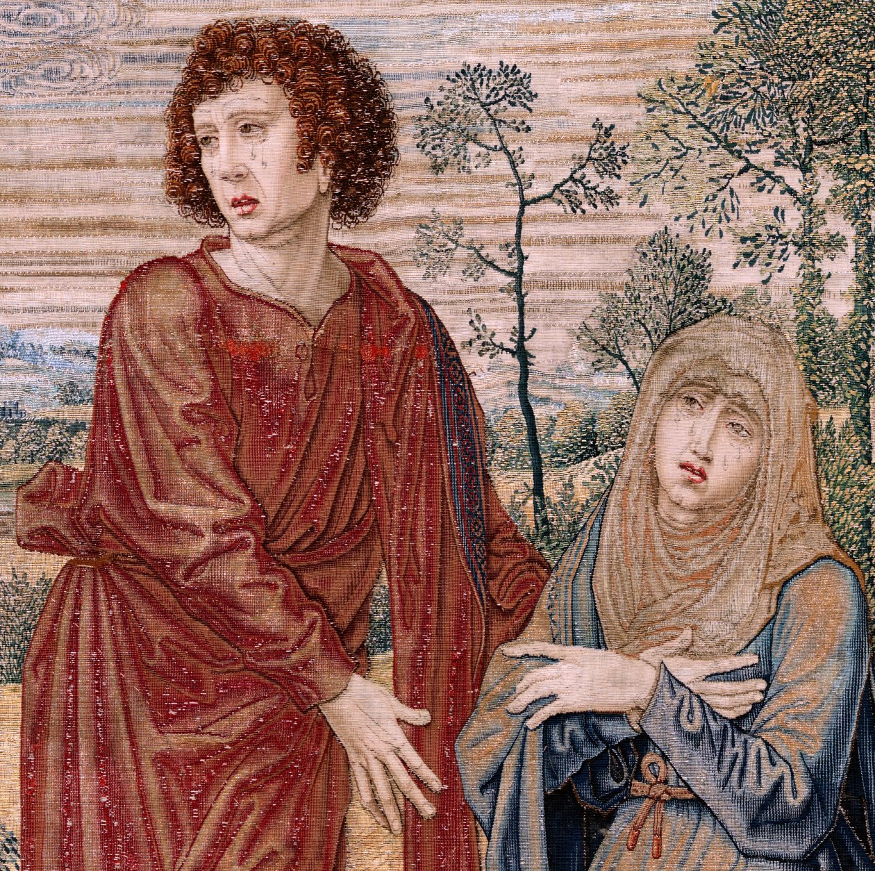 نسيج فلمنكي. سلسلة Dais of Charles V (Baldachin of Margaret of Austria). المسيح الرحمة (Cristo de la Misericordia). لوحة نسيج خلف المنصة. الموديل برنارد فان أورلي (1491-1542). مصنع Pieter de Pannemaker ، بروكسل. 1518-1524. قماش G بواسطة برنارد فان أورلي