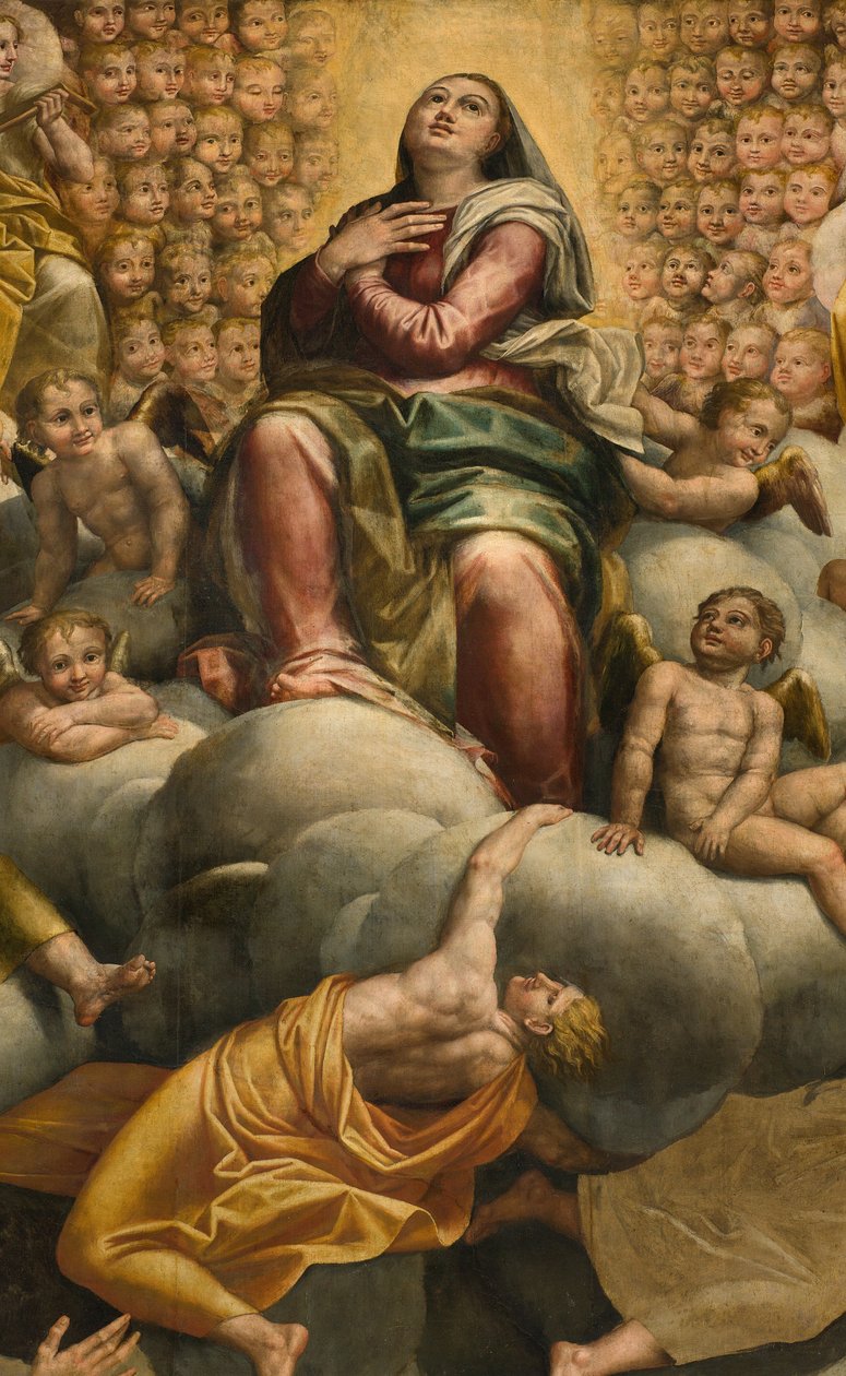 Apse ، Altarpiece لبرناردينو جاتي يسمى Il Sojaro الذي أكمله جيوفاني باتيستا تروتي يسمى IL Malosso ، افتراض العذراء بواسطة برناردينو جاتي
