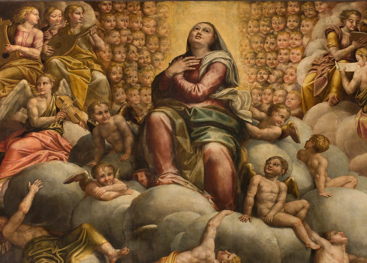 Apse ، Altarpiece لبرناردينو جاتي يسمى Il Sojaro الذي أكمله جيوفاني باتيستا تروتي يسمى IL Malosso ، افتراض العذراء بواسطة برناردينو جاتي