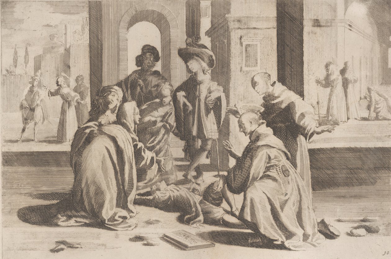 الحلقة 25: في روما ، يعالج القديس برناردينو شابًا مريضًا ، الحلقة 26: سانت برن ... ، 1610-39. بواسطة برناردينو كابيتيللي
