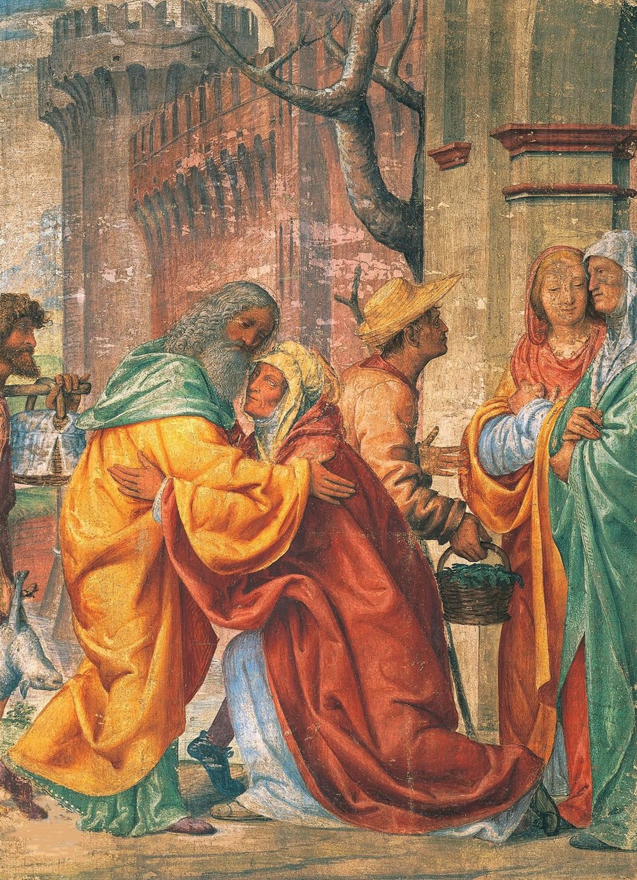 لقاء القديسين يواكيم وحنة عند البوابة الذهبية ، ج. 1520. بواسطة برناردينو لويني