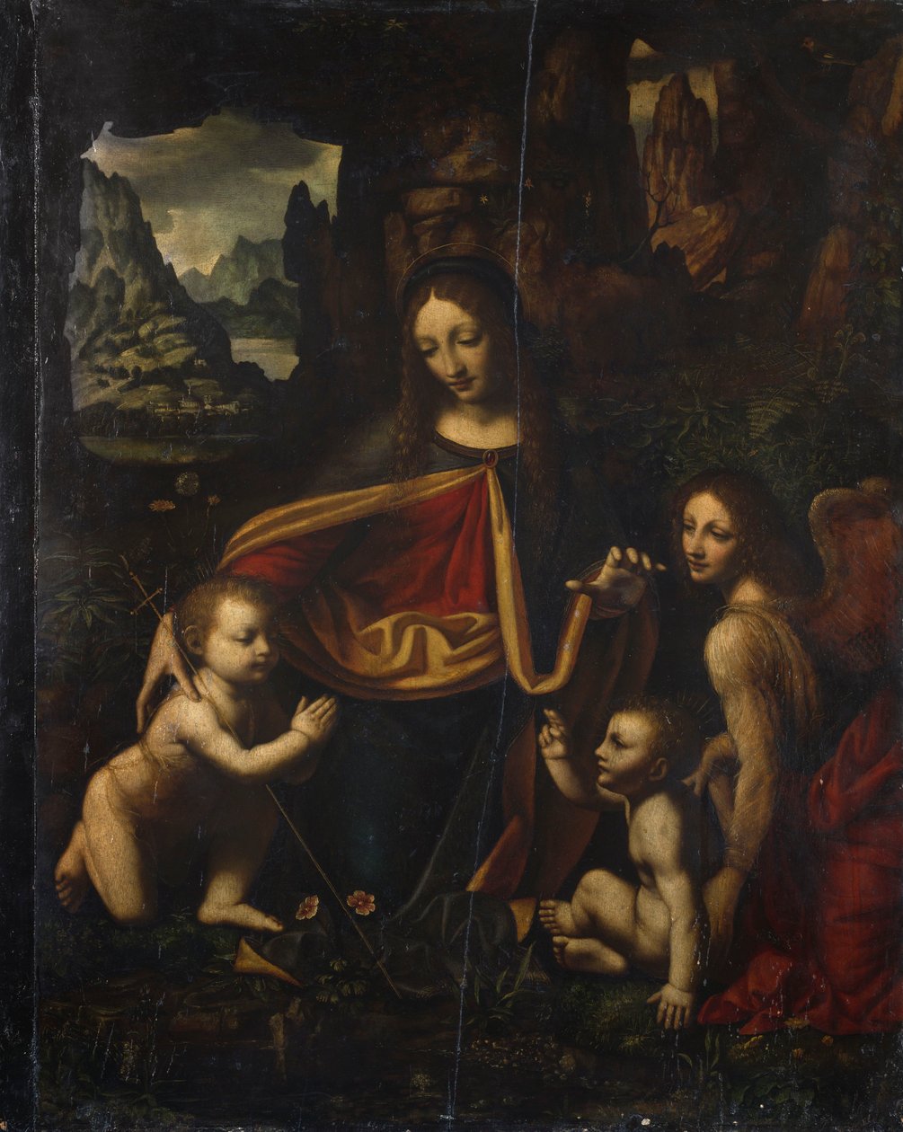 Virgin of the Rocks, by Bernardino Luini (ca 1480-ca 1532), oil on wood, cm 865x655, Church of Santa Giustina, Affori, Lombardy, Italy بواسطة برناردينو لويني